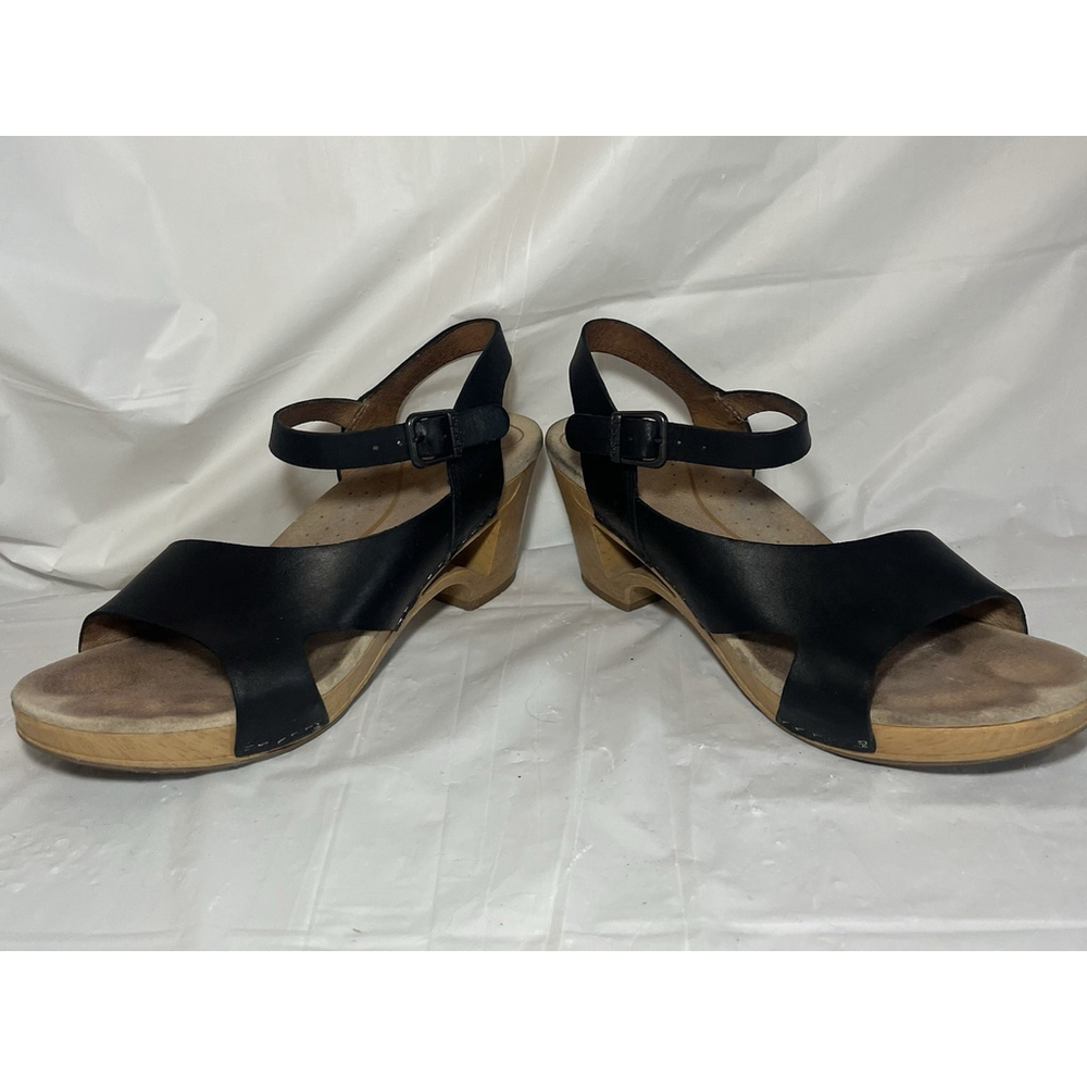 Dansko Tasha Black Leather Slingback Wedge Clog Sandals size 39 Us size 8.5-9 - Picture 14 of 15